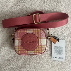Coach Mini Dempsey Camera Bag with Garden Plaid Print NWT